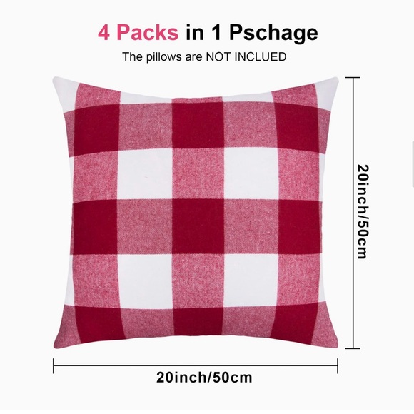 Set of 4 Farmhouse Buffalo Check Plaid Pillow Covers 20 x 20 - Picture 4 of 6